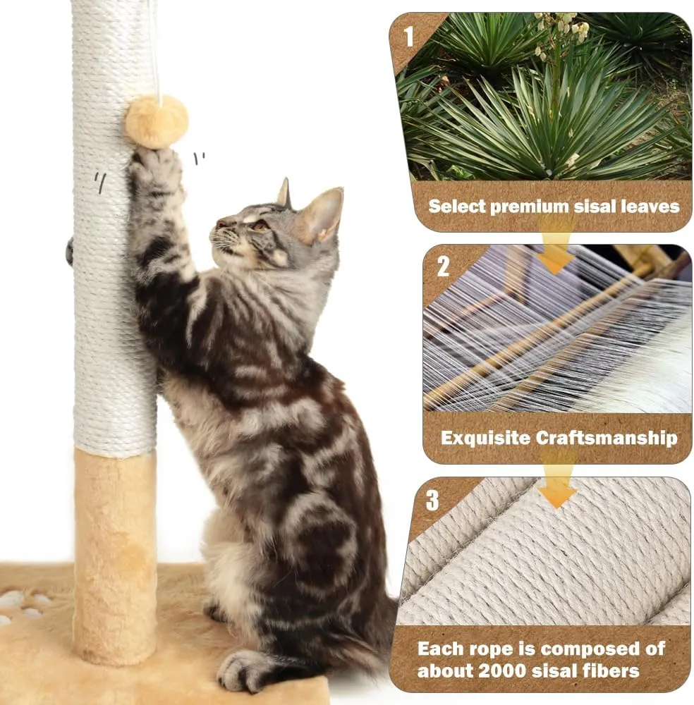 OSPNIEEK Cat Scratching Post Replacement with M8 Screws, 2 Pack 15.7 Natural Sisal Rope Cats Tree Scratcher Refill, DIY Hemp Scratch Pole Part for Indoor Kitten Tower Refurbishment Accessories Spare