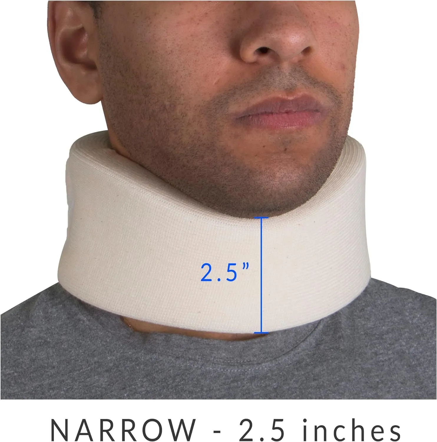 OTC Cervical Collar, Soft Contour Foam, Neck Support Brace, White Narrow 2.5" Depth, X-Large