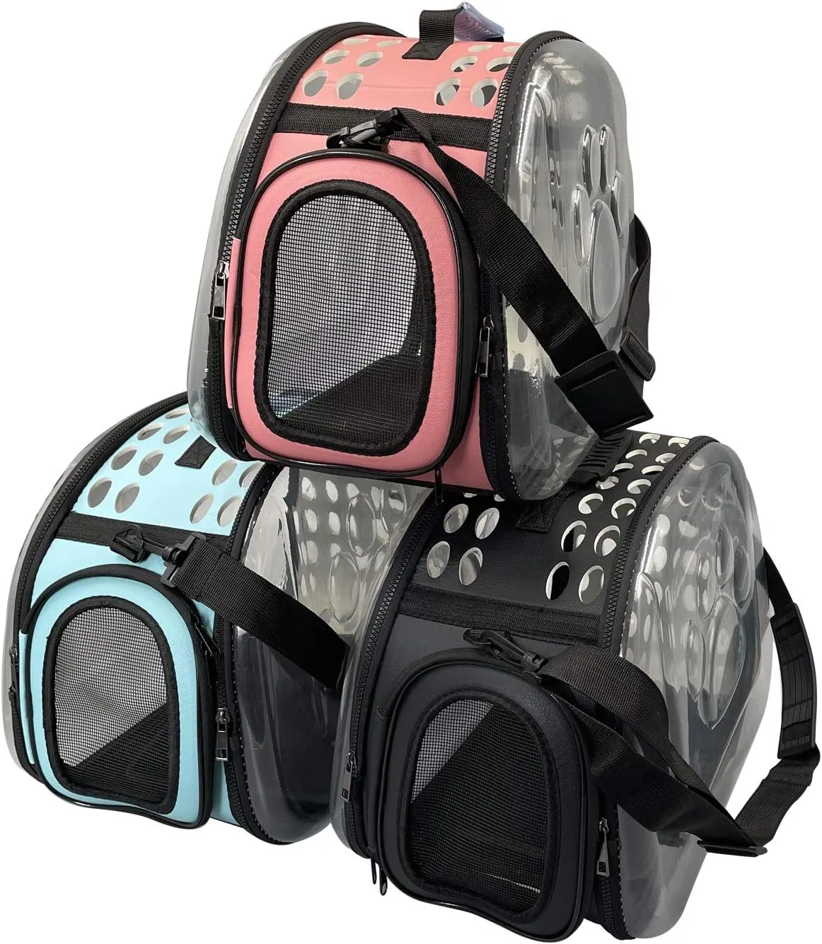 PetLike Airline Approved Pet Carrier Soft Sided Collapsible Travel Bag for Cats & Small Dogs (Black, Leather)