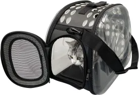 PetLike Airline Approved Pet Carrier Soft Sided Collapsible Travel Bag for Cats & Small Dogs (Black, Leather)