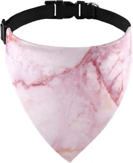 Pink Marble Stone Texture Rip Pattern Pink Abstract Paint Dog Adjustable Martingale Collar, Saliva Bibs Pet Regular Collars for Cat Pets, Buckle Bandanas Triangle Kerchief Bibs Scarf