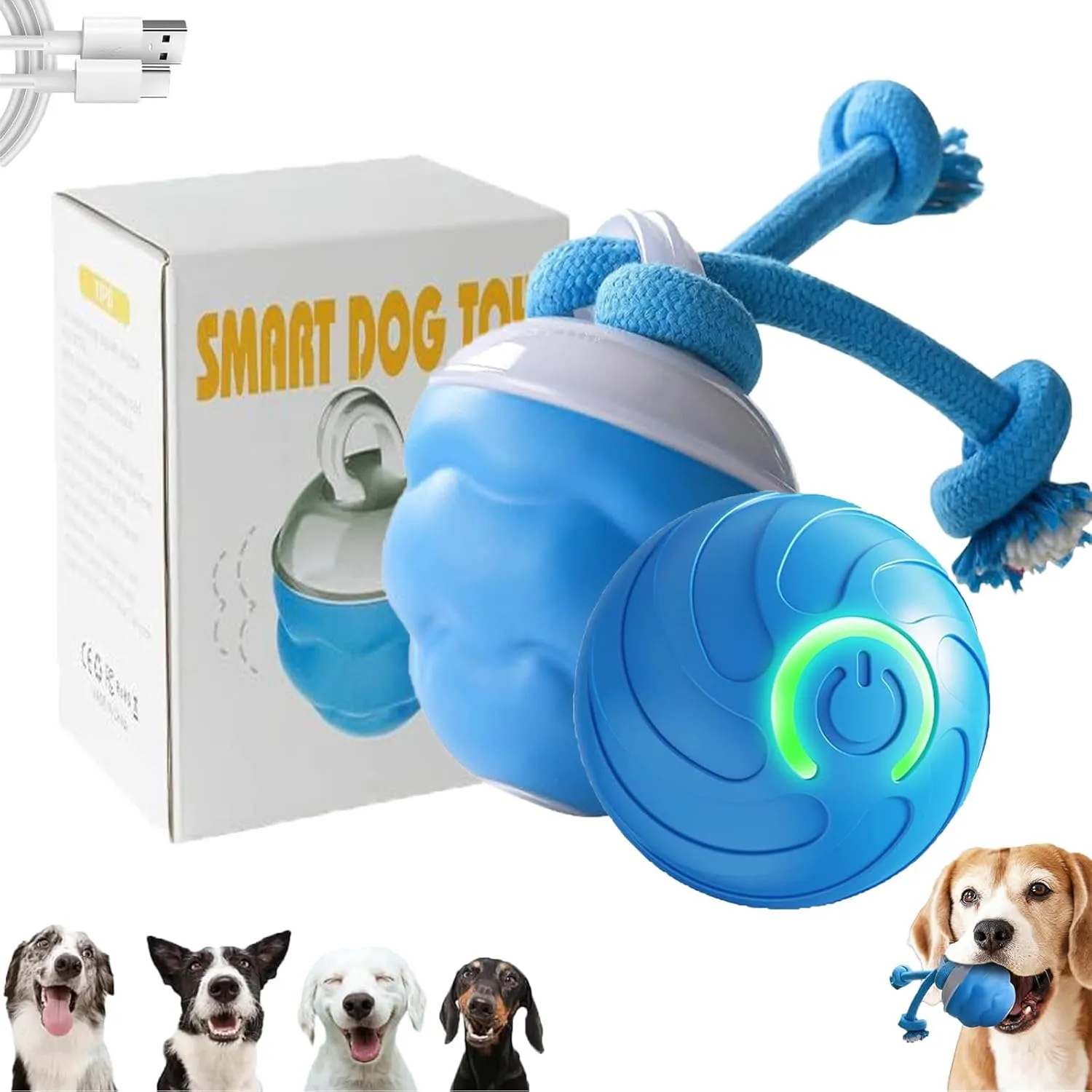 Power Tail 2.0 Dog Toy, 2025 New Barkzys Interactive Dog Toys with Motion Activated, Smart Jumping Moving Ball with Touch Activated, That Moves on Its Own (1 Bouncing Ball)
