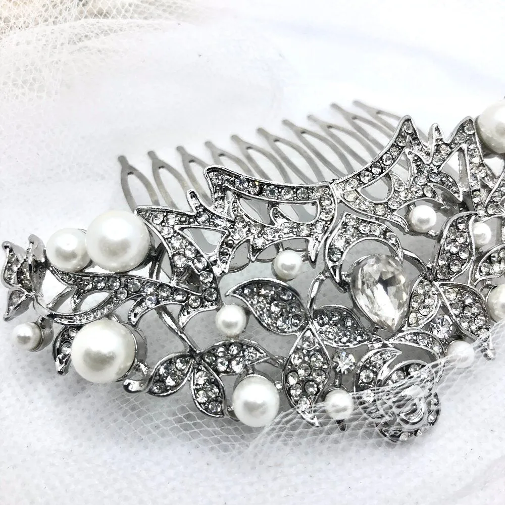 "Lorena" - Pearl and Crystal Bridal Hair Comb