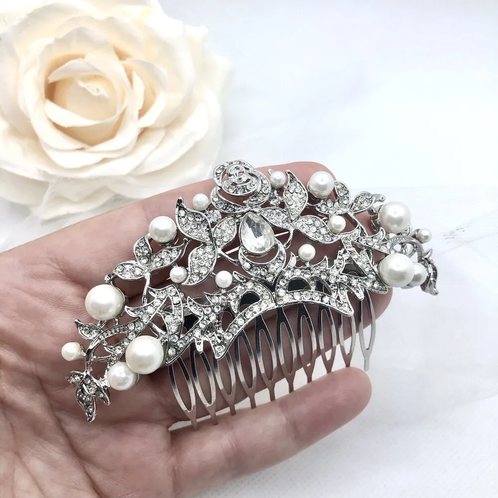 "Lorena" - Pearl and Crystal Bridal Hair Comb