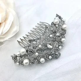 "Lorena" - Pearl and Crystal Bridal Hair Comb