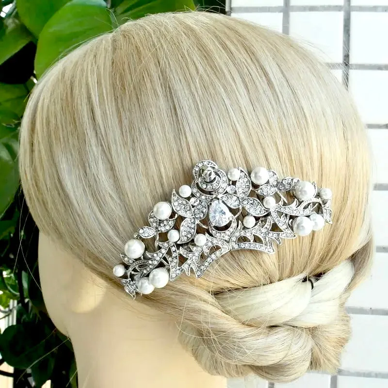 "Lorena" - Pearl and Crystal Bridal Hair Comb