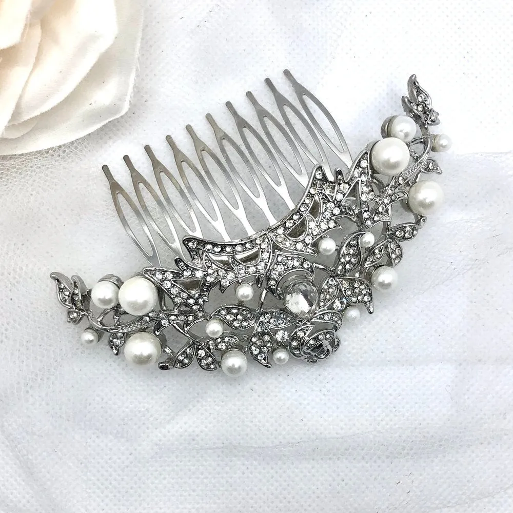 "Lorena" - Pearl and Crystal Bridal Hair Comb