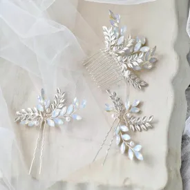 "Opaline" - Swarovski Opal Bridal Hair Comb and Pin Set