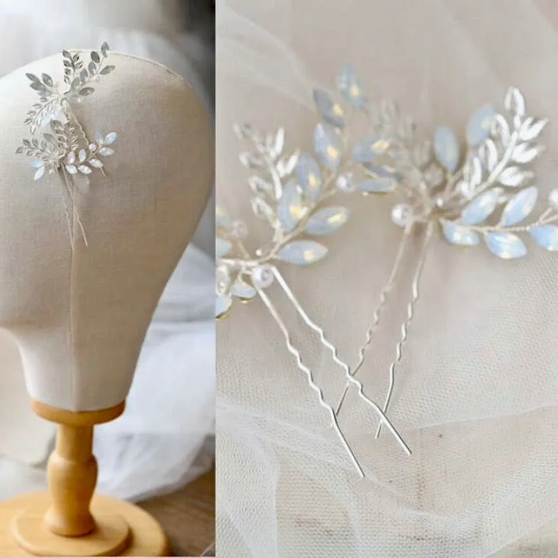 "Opaline" - Swarovski Opal Bridal Hair Comb and Pin Set