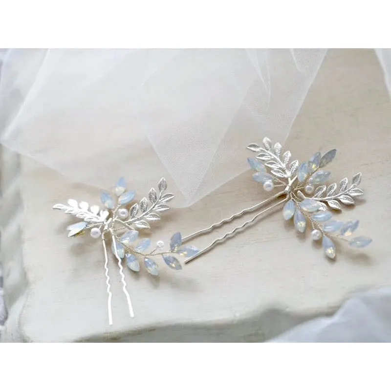 "Opaline" - Swarovski Opal Bridal Hair Comb and Pin Set