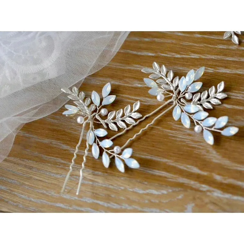 "Opaline" - Swarovski Opal Bridal Hair Comb and Pin Set