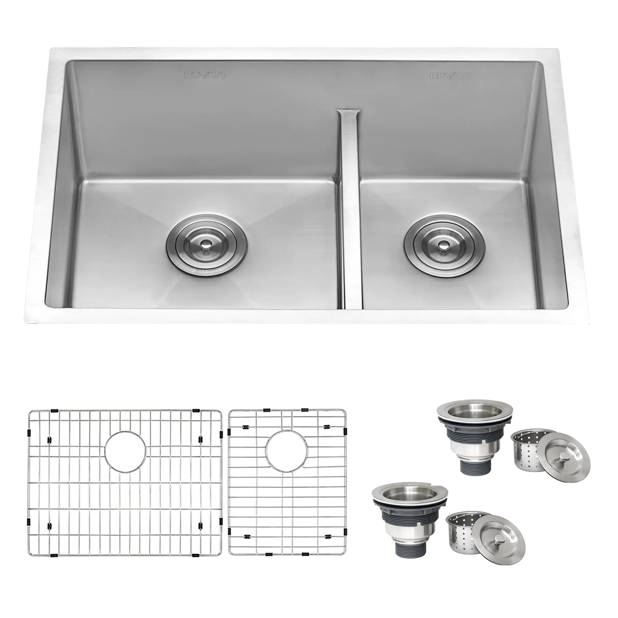 Ruvati 28-inch Low-Divide Undermount Tight Radius 60/40 Double Bowl 16 Gauge Stainless Steel Kitchen Sink - RVH7255