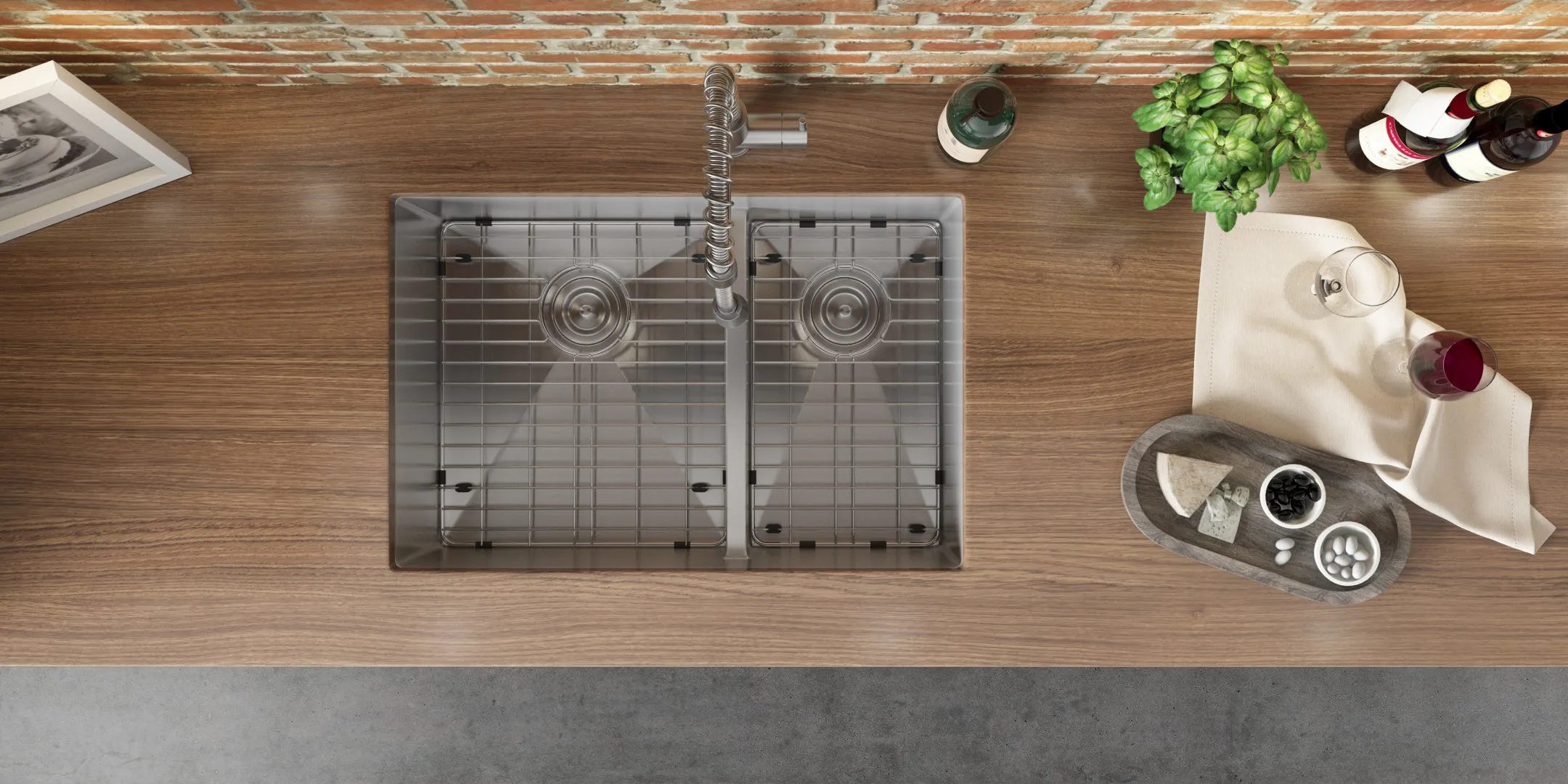 Ruvati 28-inch Low-Divide Undermount Tight Radius 60/40 Double Bowl 16 Gauge Stainless Steel Kitchen Sink - RVH7255