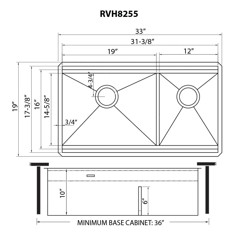 Ruvati 33-inch Workstation Dual Tier Double Bowl Low Divide Undermount 16 Gauge Stainless Steel Kitchen Sink – RVH8255