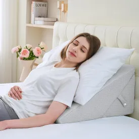 Sasttie Wedge Pillow Headboard, Adjustable Bed Wedge Pillow for After Surgery, Sleeping, Acid Reflux, Neck Pain, Back Pain, and Surgery Recovery, Light Grey
