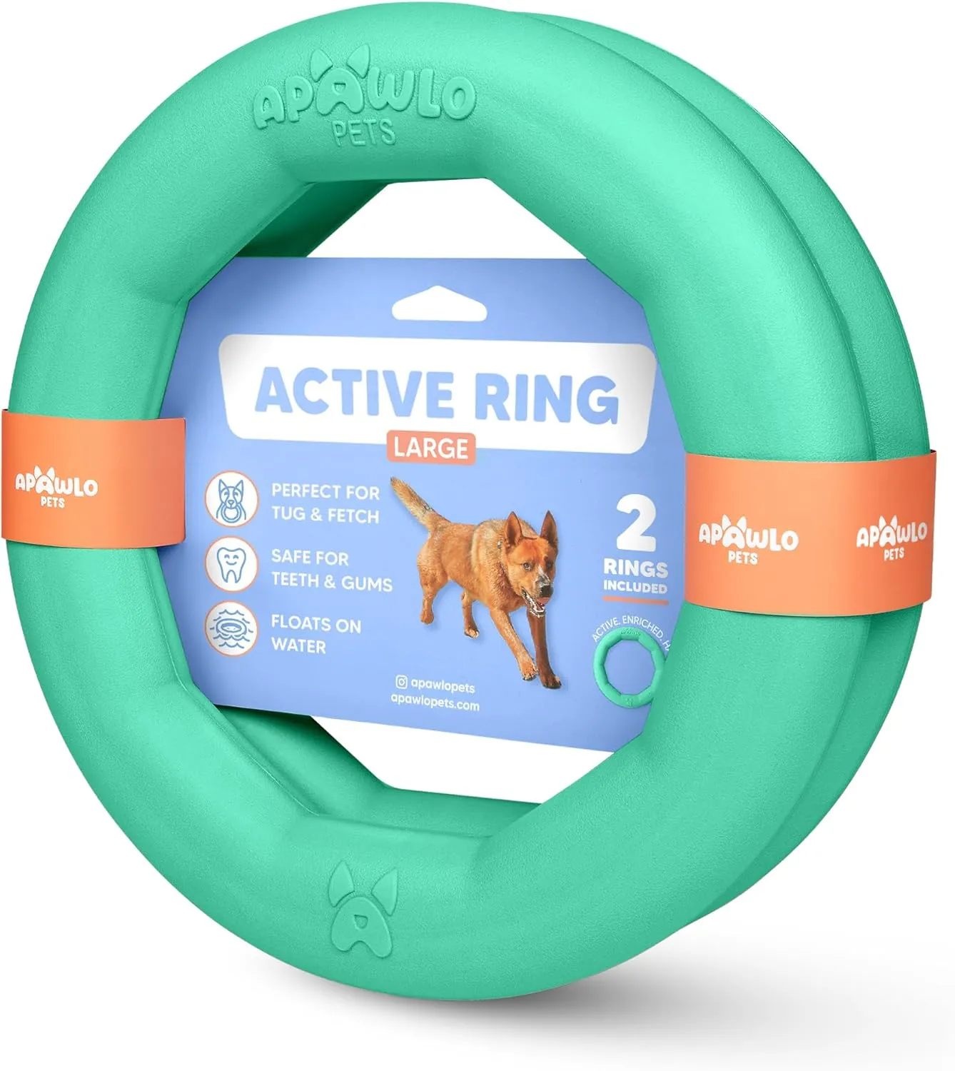 Set of 2 Active Dog Toy Rings - Floating Dog Rings for Outdoor Play, Training & Fetch - Durable Fetch Toy, Frisbee Alt, Outside Yard Toys for Large Breeds - Green
