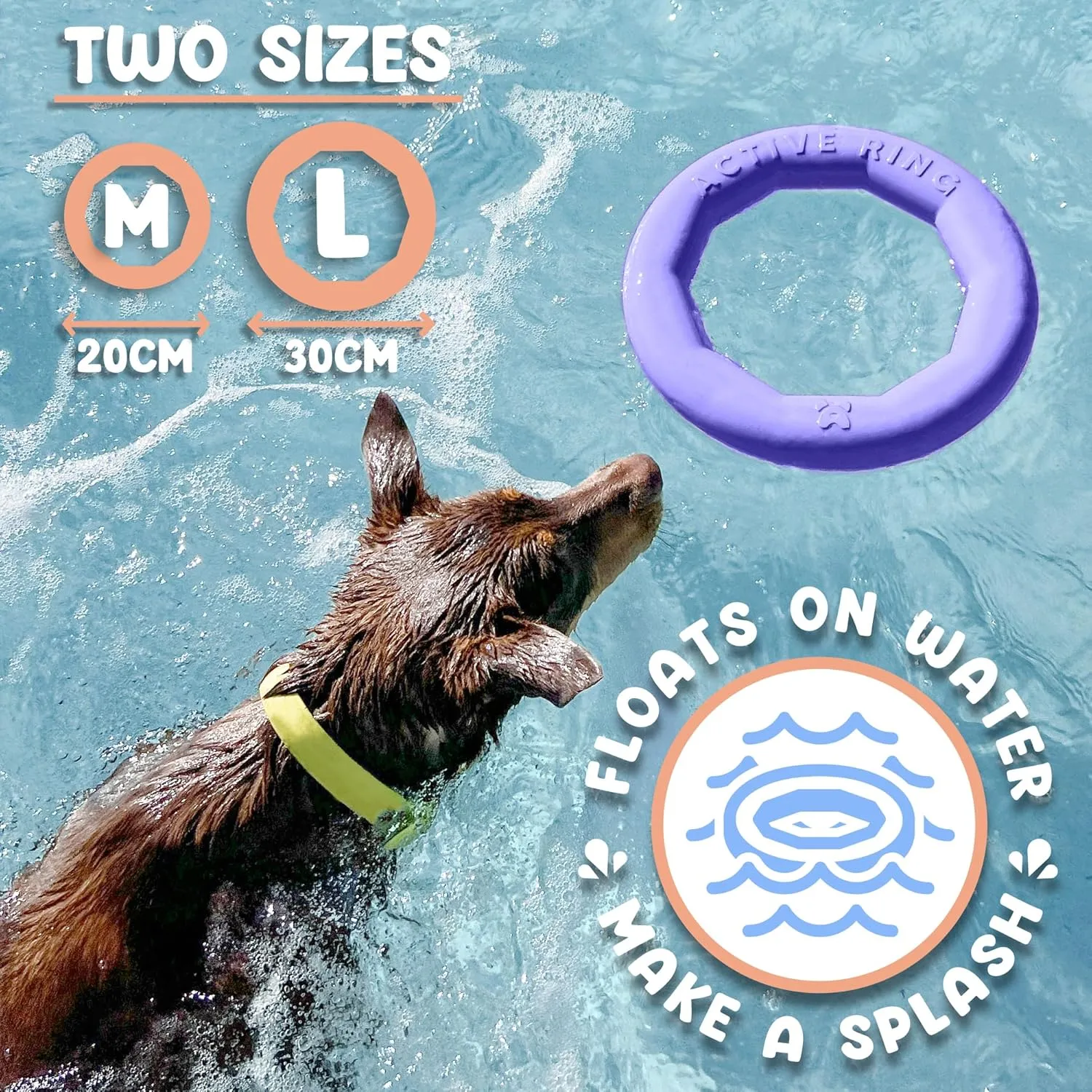 Set of 2 Active Dog Toy Rings - Floating Dog Rings for Outdoor Play, Training & Fetch - Durable Fetch Toy, Frisbee Alt, Outside Yard Toys for Large Breeds - Purple