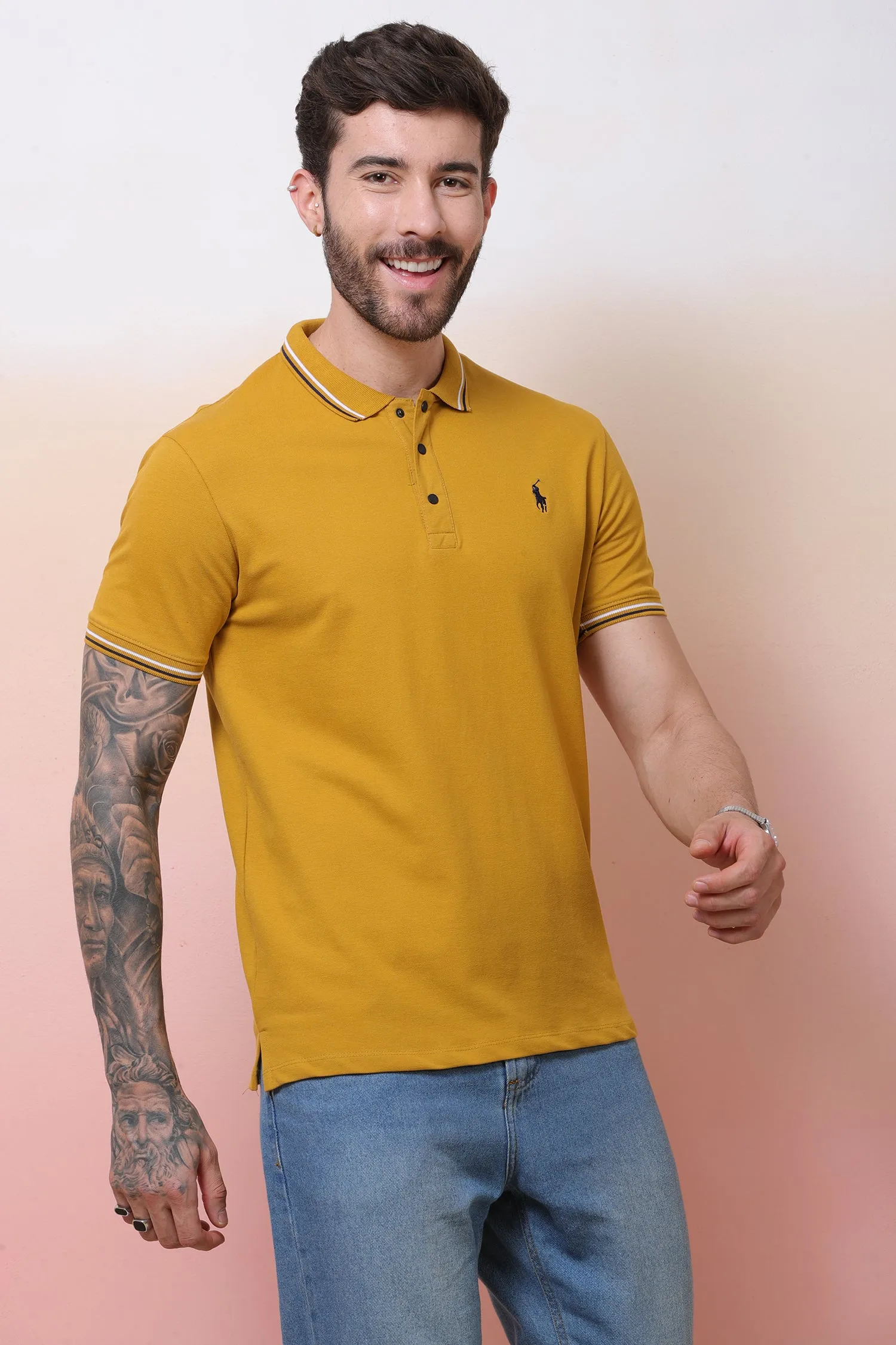 Sevnety7 Yellow Polo T-Shirt