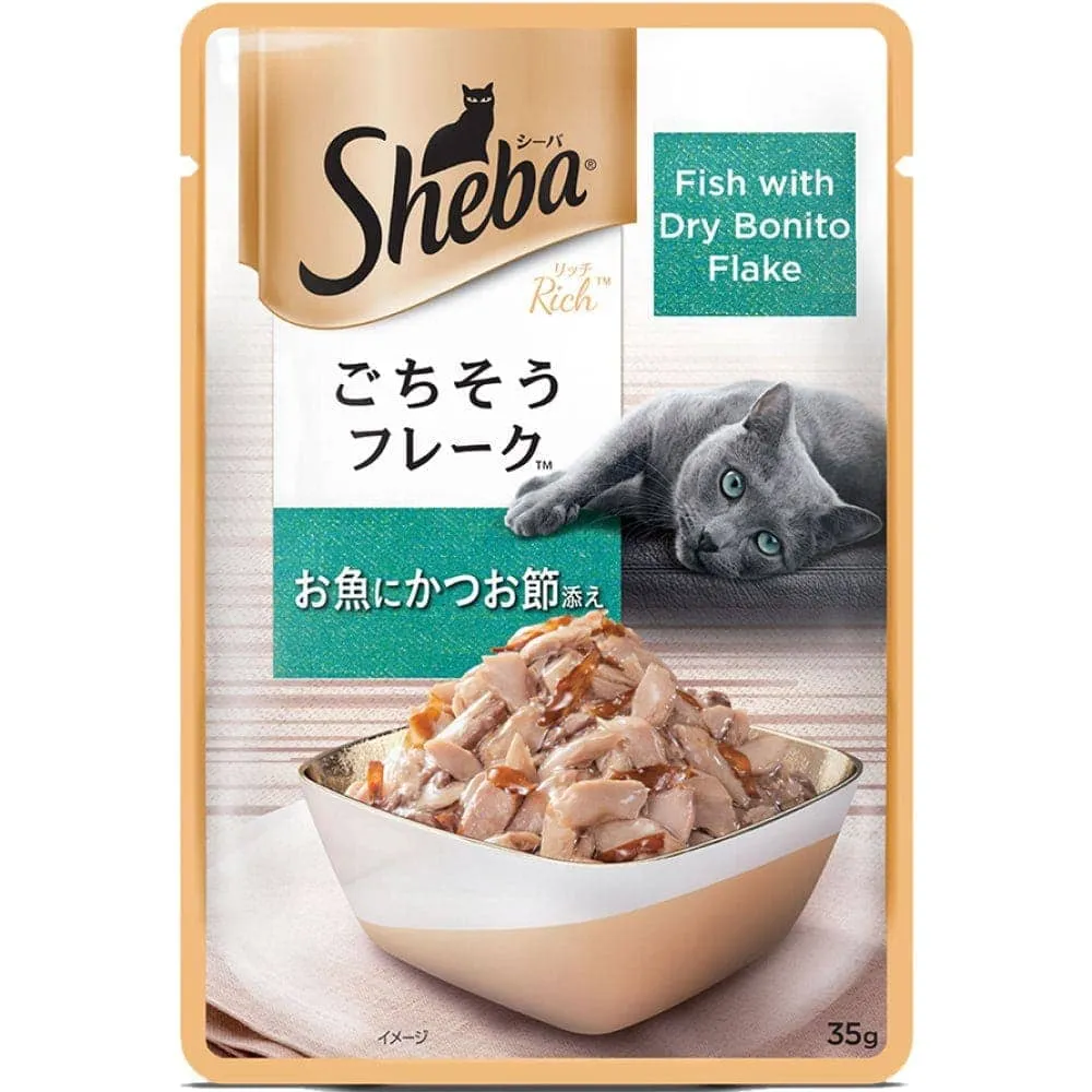 Sheba Fish with Dry Bonito Flake and Tuna Pumpkin & Carrot In Gravy Rich Premium Adult Fine Cat Wet Food Combo
