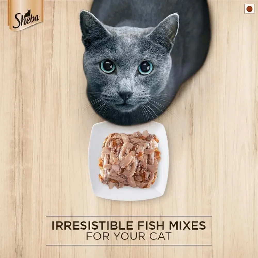 Sheba Fish with Dry Bonito Flake and Tuna Pumpkin & Carrot In Gravy Rich Premium Adult Fine Cat Wet Food Combo