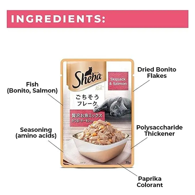 Sheba Skipjack & Salmon and Tuna Pumpkin & Carrot In Gravy Rich Premium Adult Fine Cat Wet Food Combo