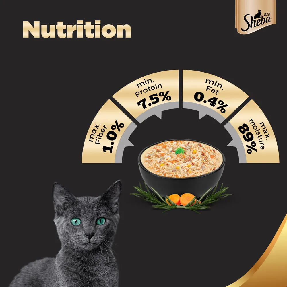 Sheba Skipjack & Salmon and Tuna Pumpkin & Carrot In Gravy Rich Premium Adult Fine Cat Wet Food Combo