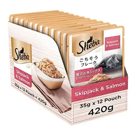 Sheba Skipjack & Salmon and Tuna Pumpkin & Carrot In Gravy Rich Premium Adult Fine Cat Wet Food Combo
