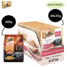 Sheba Skipjack & Salmon Fish Mix Cat Wet Food and Chicken Flavour Irresistible All Life Stage Cat Dry Food Combo