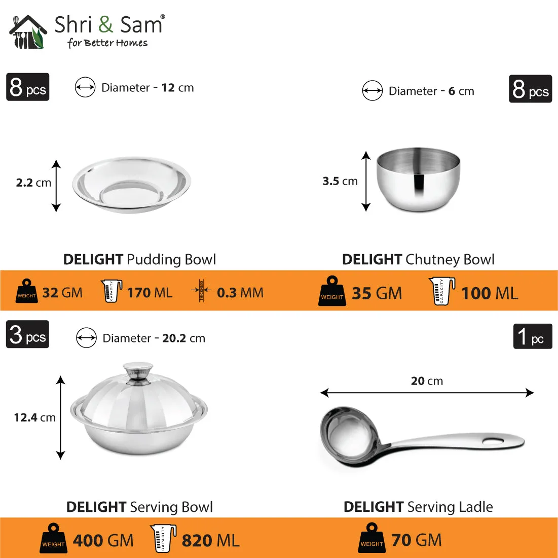 Stainless Steel 90 PCS Dinner set (8 People) Delight