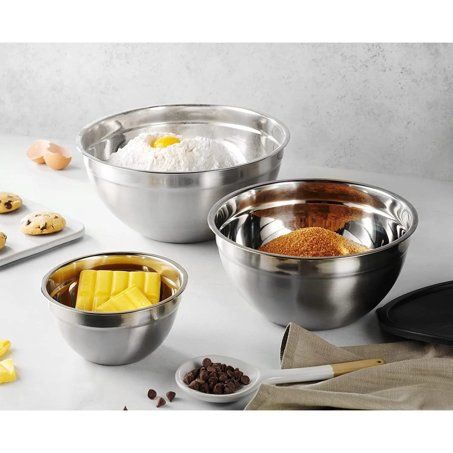 Stainless Steel Bowl w/ Lid Set/3