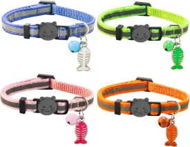 SuperBuddy Reflective Collar Breakaway with Bell - 4 Pack Cat Safety Collars for Boys & Girls-Safety Buckle Kitten Collar for Pet Supplies,Stuff,Accessories