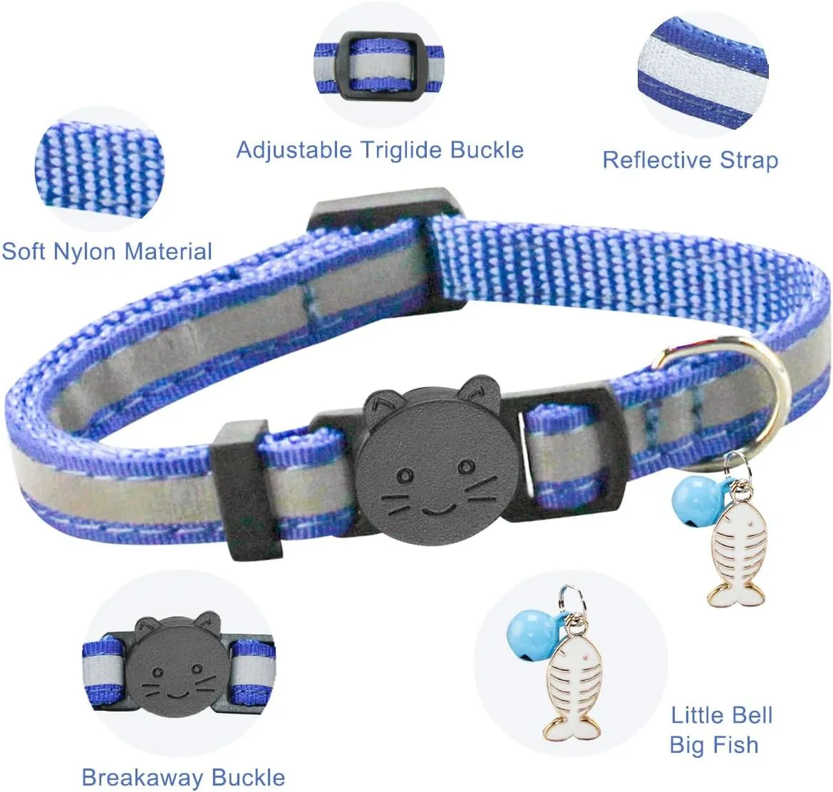 SuperBuddy Reflective Collar Breakaway with Bell - 4 Pack Cat Safety Collars for Boys & Girls-Safety Buckle Kitten Collar for Pet Supplies,Stuff,Accessories