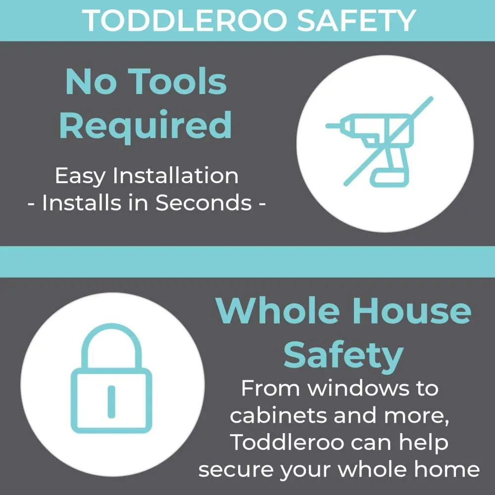 Toddleroo by North States Sliding Cabinet Locks | Keep Side by Side cabinets Safely and securely Closed | Works on Cabinet Handles up to 4.5" Apart | Baby proofing with Confidence (3-Pack, White)