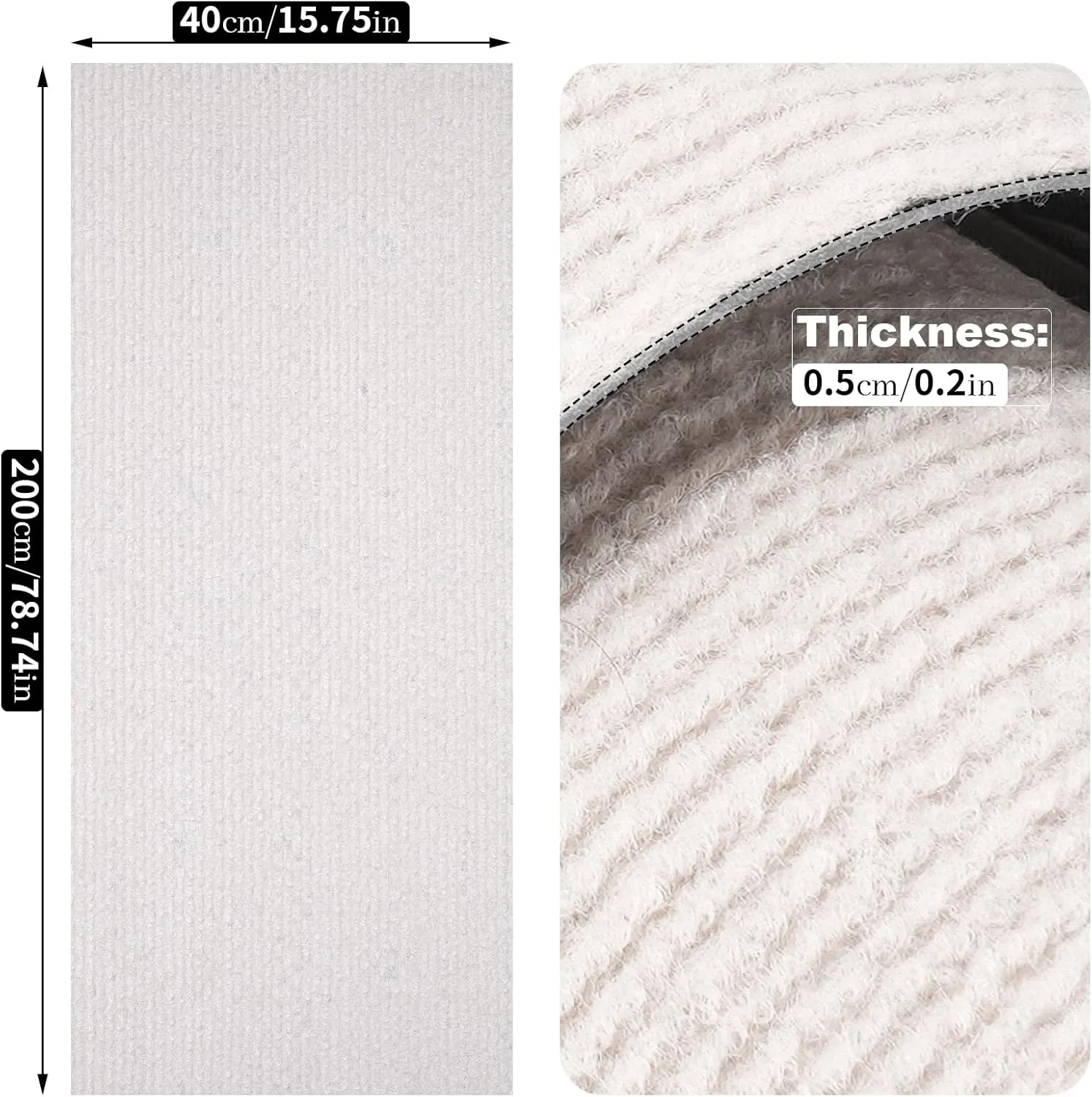 Uranshin Trimmable Cat Scratch Mat pad Self-Adhesive Cat Scratching Post Carpet Covered 78.7"x15.8" Cat Tree Shelves Replacement Parts cat Furniture Protector for Couch Wall (Beige)