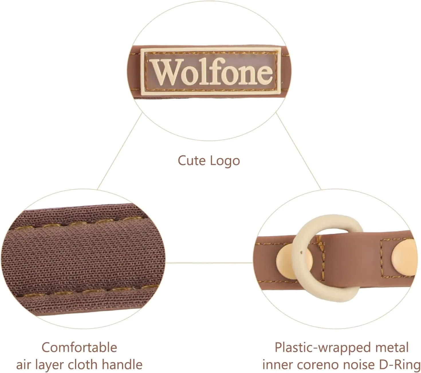 Waterproof Dog Leash Carabiner Leash for Dogs Soft Handle Easy Care 5ft*15mm*2.0mm Brown