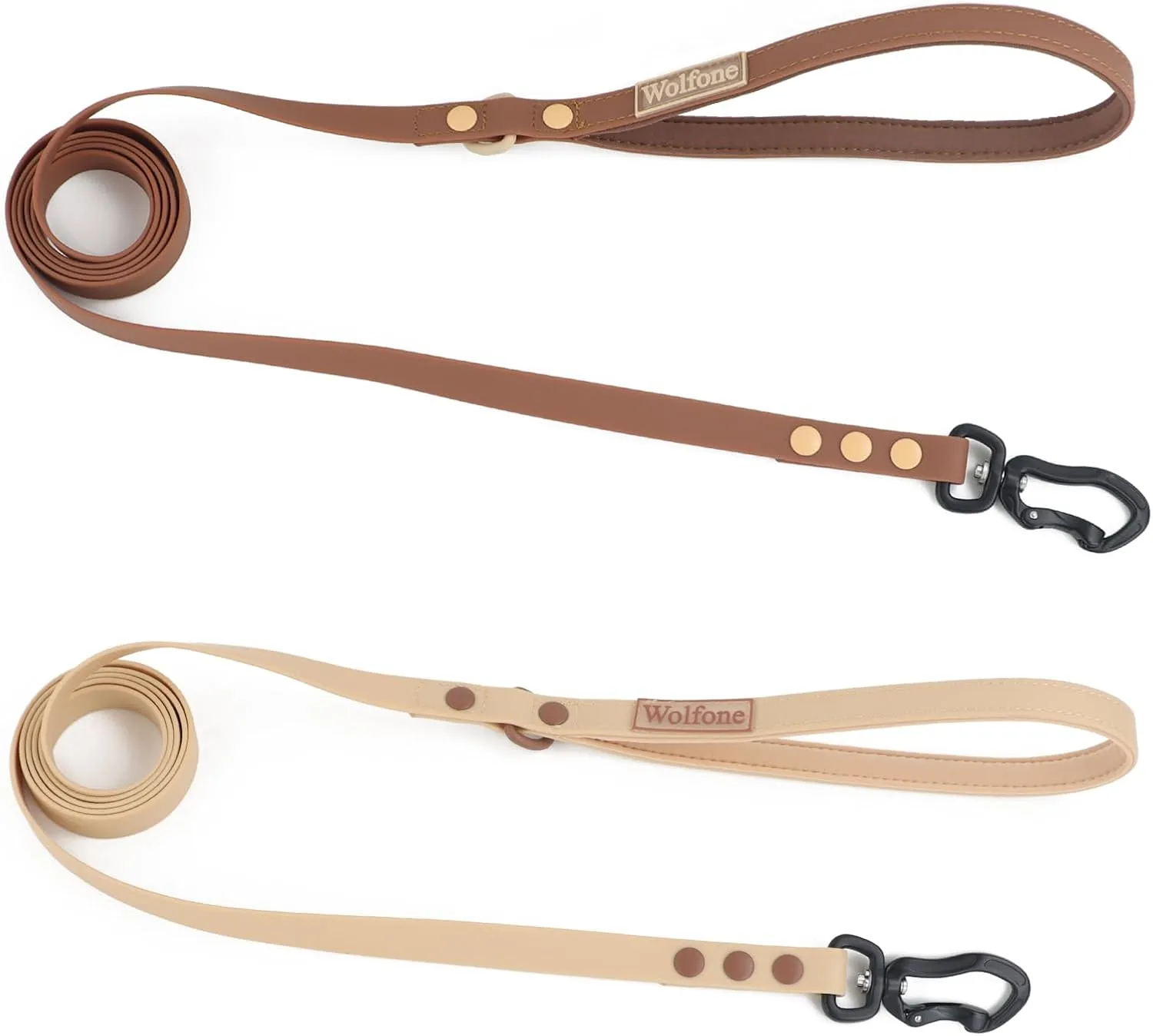 Waterproof Dog Leash Carabiner Leash for Dogs Soft Handle Easy Care 5ft*15mm*2.0mm Brown