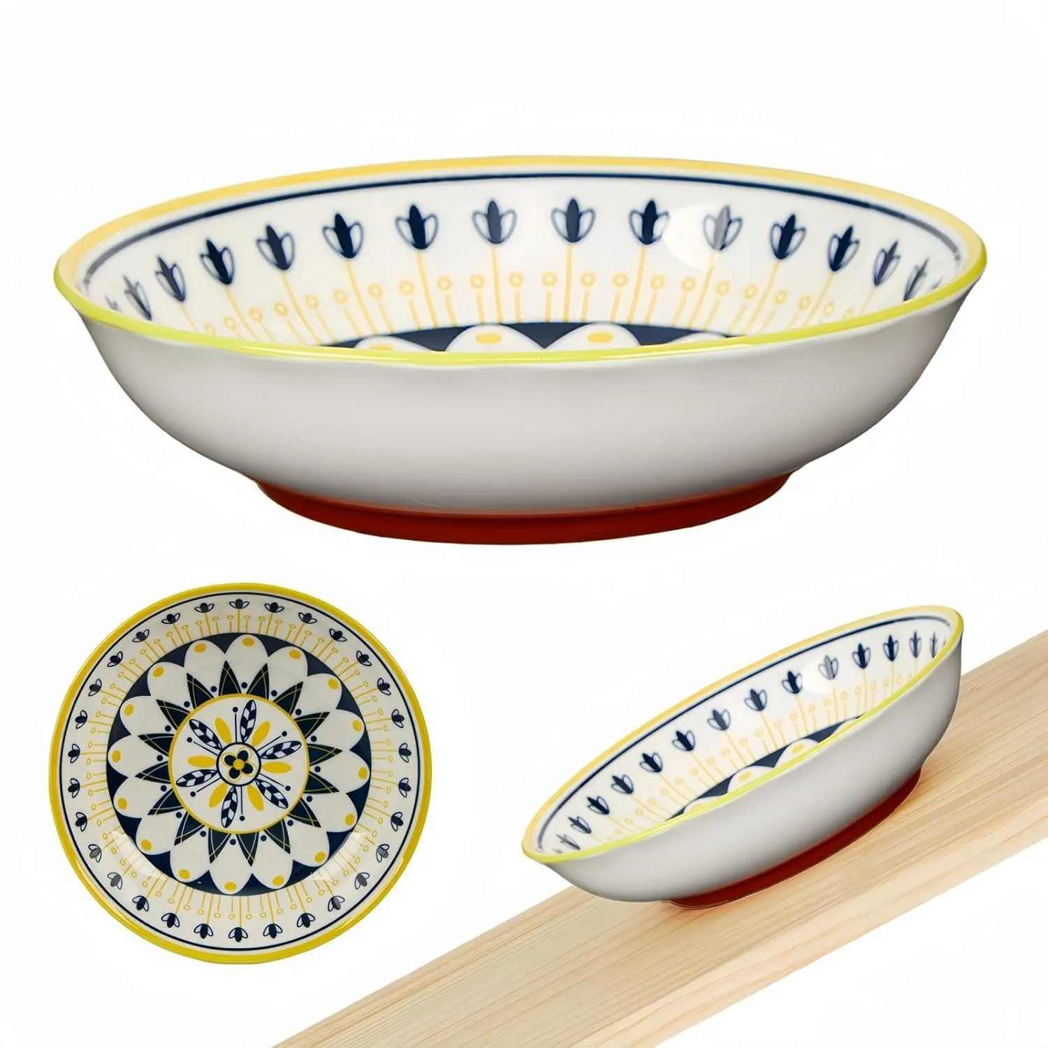 Whisker Fatigue Cat Bowl  5.5 in Ceramic Cat Bowls, Shallow Cat Food Dish, Cute Flat Cat Bowl, Small Wide Cat Plates for Indoor Cats with Silicone Bottom, Non-Slip and Quiet