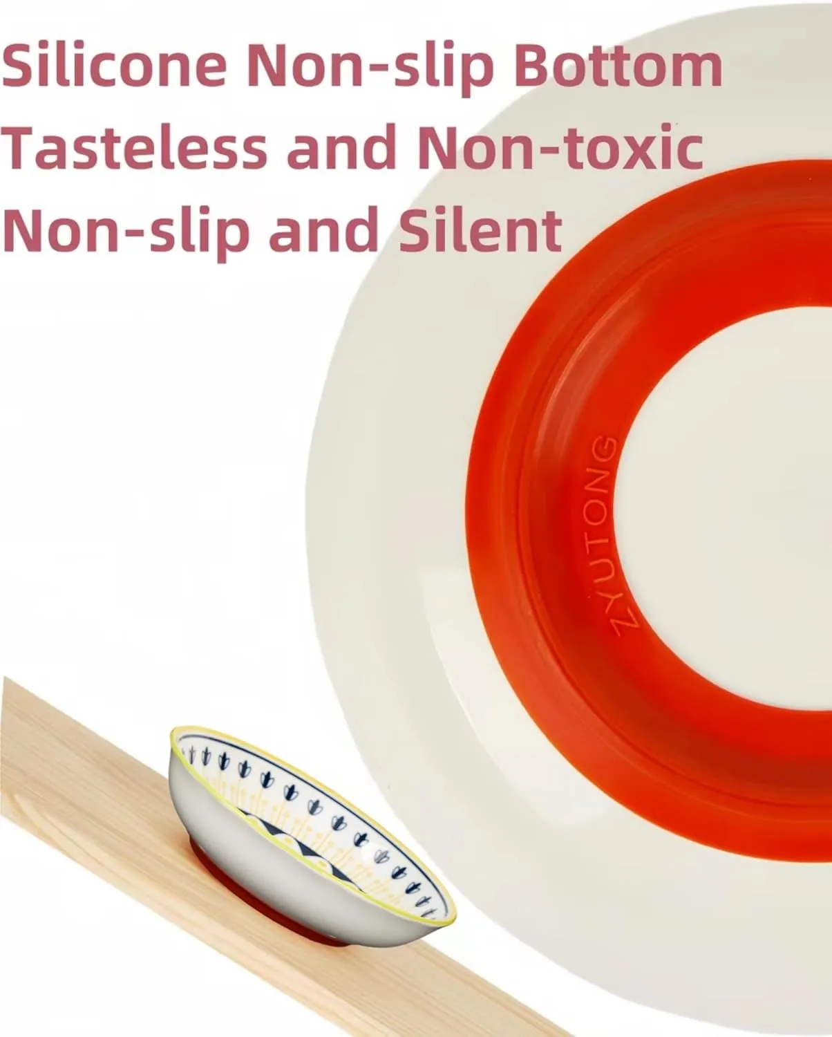 Whisker Fatigue Cat Bowl  5.5 in Ceramic Cat Bowls, Shallow Cat Food Dish, Cute Flat Cat Bowl, Small Wide Cat Plates for Indoor Cats with Silicone Bottom, Non-Slip and Quiet