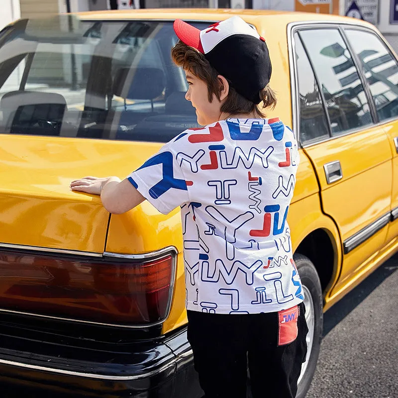 White Abstract Print Casual T-shirt- GlamzLife