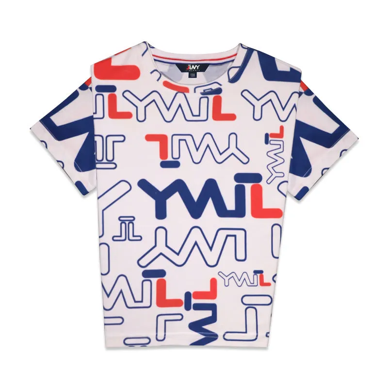 White Abstract Print Casual T-shirt- GlamzLife