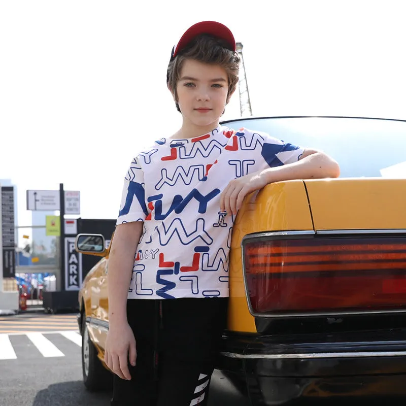 White Abstract Print Casual T-shirt- GlamzLife