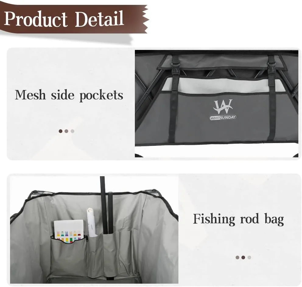 Whitsunday Heavy Duty Collapsible Wagon Cart, 380lb Load-Bearing Utility Wagon Cart with Big All Terrain Wheels, Folding Outdoor Wagon with Side Pocket for Beach, Camping, Outdoor Grey