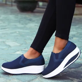 Women's Slip-on Walking Shoes Mesh Breathe Air Cushion Sock Sneakers for Women Ladys Fashion Platform Lightweight Loafers Non-Slip Nursing Work Shoe