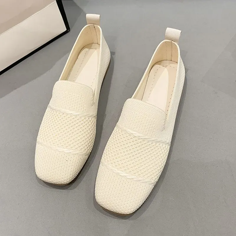 xakxx New Summer Breathable Flying Woven Women's Shoes Casual Shoes Flat Shoes Women's Pumps Work Shoes Mesh Surface Shoes Soft Sole Shoes